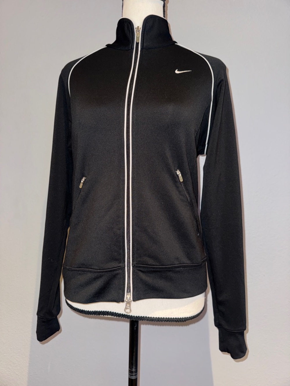 Nike Black Track Jacket with White Trim